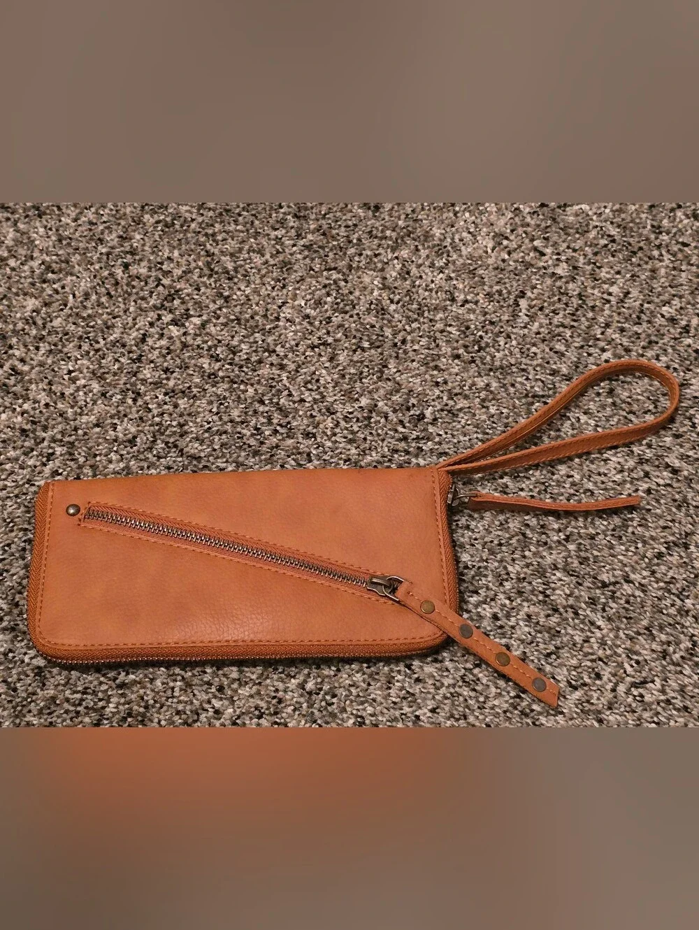 NWOT Free People Distressed Vegan Wallet Brown Boho Wristlet Clutch